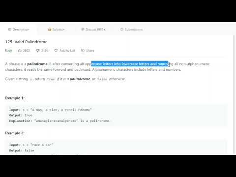 Valid Palindrome | Java | Leetcode 125