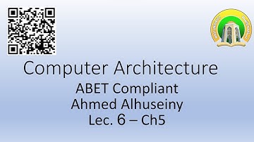 Computer Architecture Lec6 Ch5 محاضرة معمارية حاسبة الفصل الاول من مورس مانو