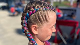 : Pink & Blue Dutch Braids