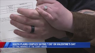 Couples celebrate their love by getting married at the courthouse on Valentine's Day