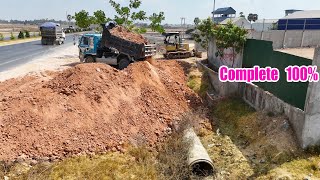 The new Project​ Showing Bulldozer Komatsuland fill Remove the drain successfully completed 100%