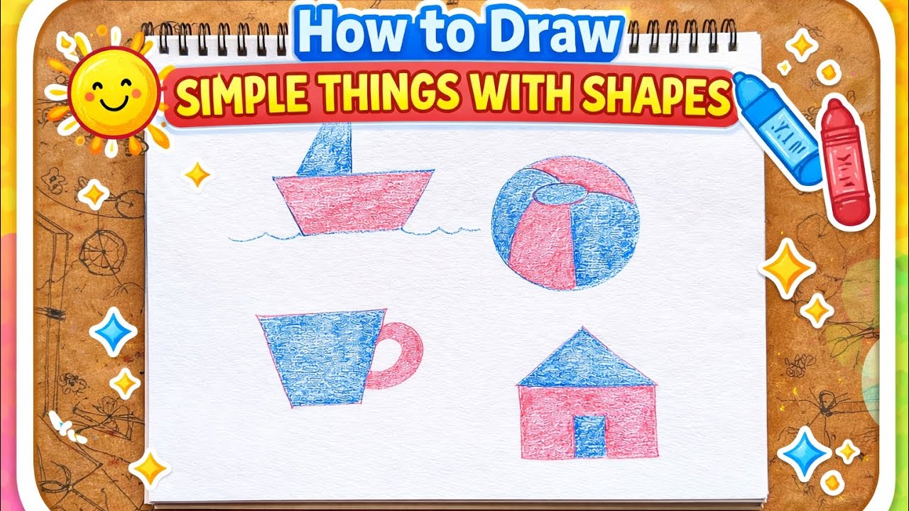 How to Draw Simple Things with Shapes | Easy Step by Step Drawing ...