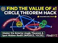 Circle Theorems | Find x using Isosceles Triangles, Angles on a Straight Line & Exterior Angles