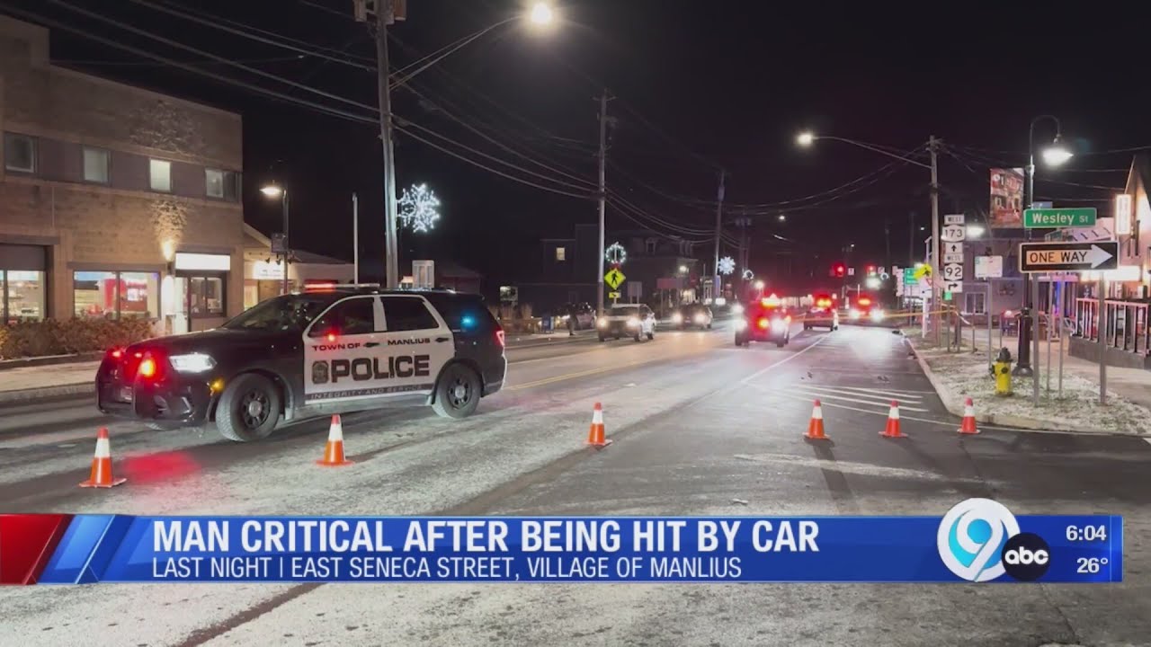 Man in critical condition after being hit by car in Manlius - YouTube