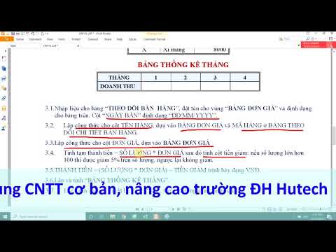 Video [HUTECH] ĐỀ THI NHẬP MÔN CNTT - EXCEL - ĐỀ 1 - YouTube