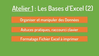 Apprendre les Bases en Excel,Atelier 1