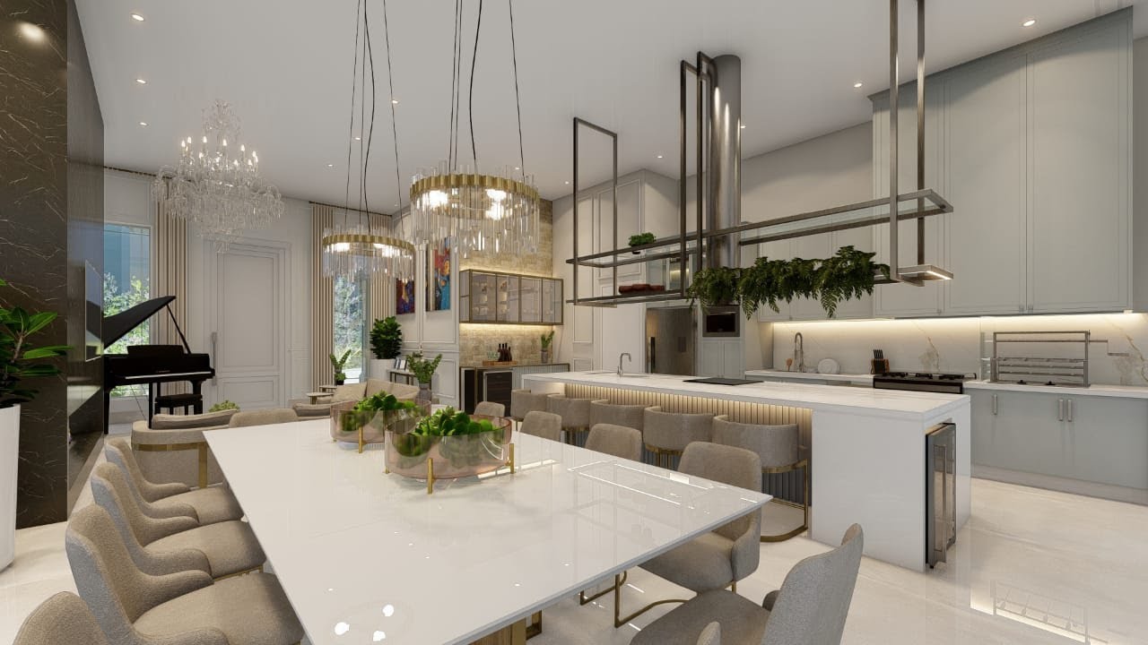 Decoração de Casa Térrea Estilo Neoclássica em terreno 1.000m² 4 suítes ...