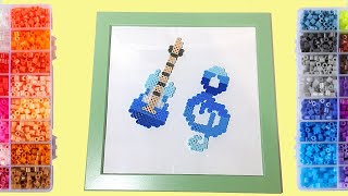 Day 9: Hama /perler beads DIY Guitar 🎸and musical notes 拼豆豆拼出的吉他和音符🎵(5mm beads)|Hama Funday