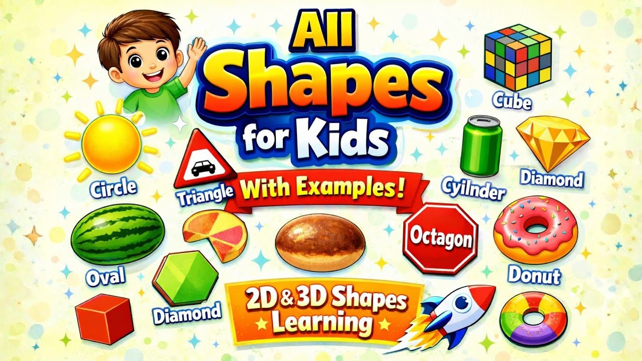 All Shapes for Kids | 2D & 3D Shapes with Real Life Examples - YouTube