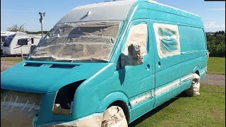 Crafter/Sprinter Van/Campervan conversion - Spray painting with raptor paint - Top Tip 18