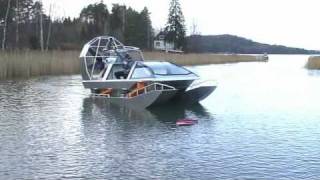 This is a new concept airboat that can go extremely fast on ice, snow and water.