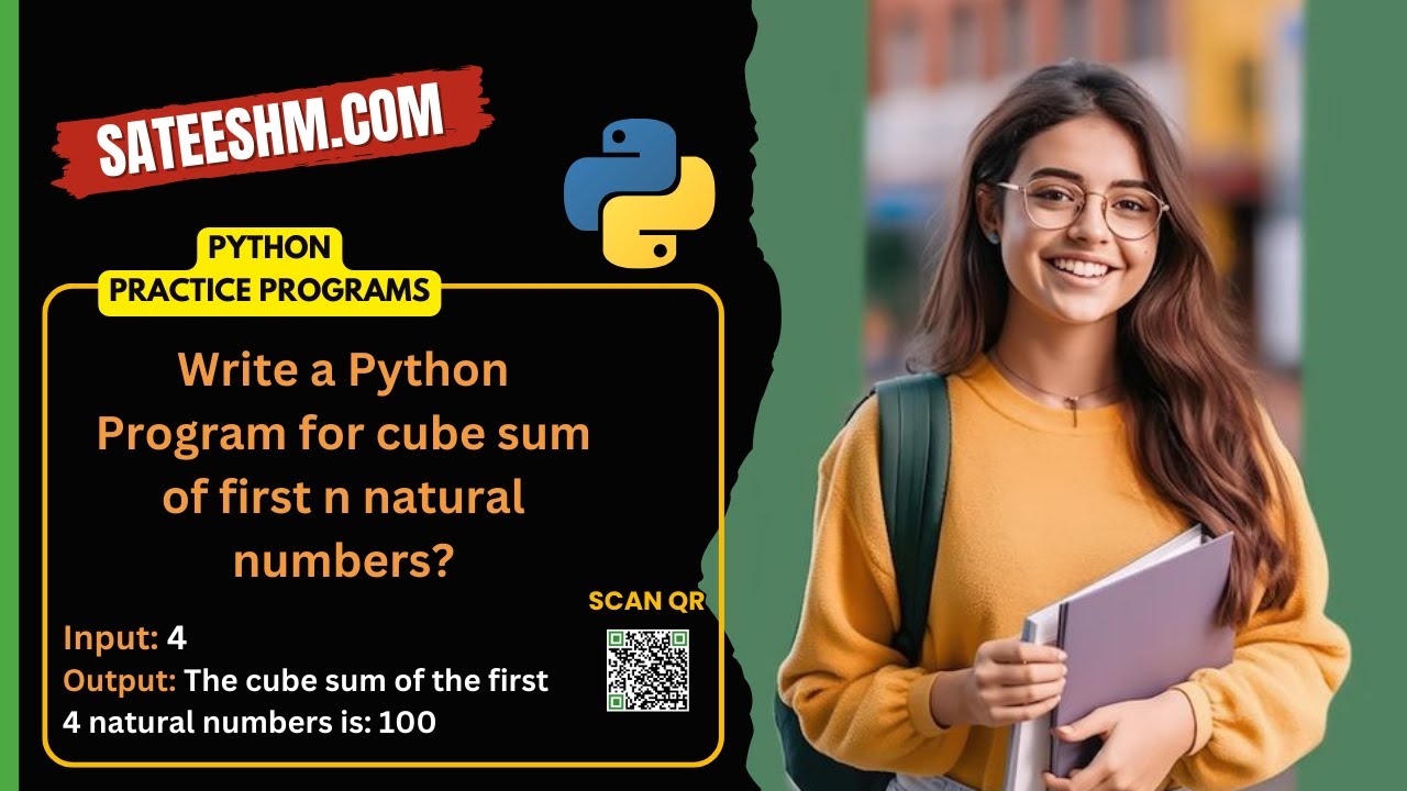Write a Python Program for cube sum of first n natural numbers? - YouTube