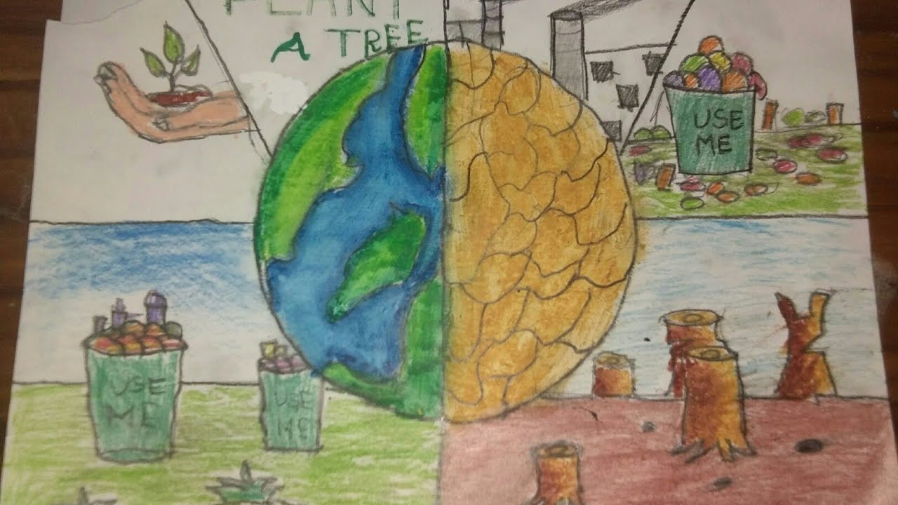 Cute Save Earth Drawing Sketch for Kids