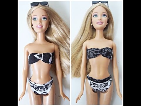 DIY roupas e biquínis para boneca Barbie (SEM COLA OU COSTURA) com bexig
