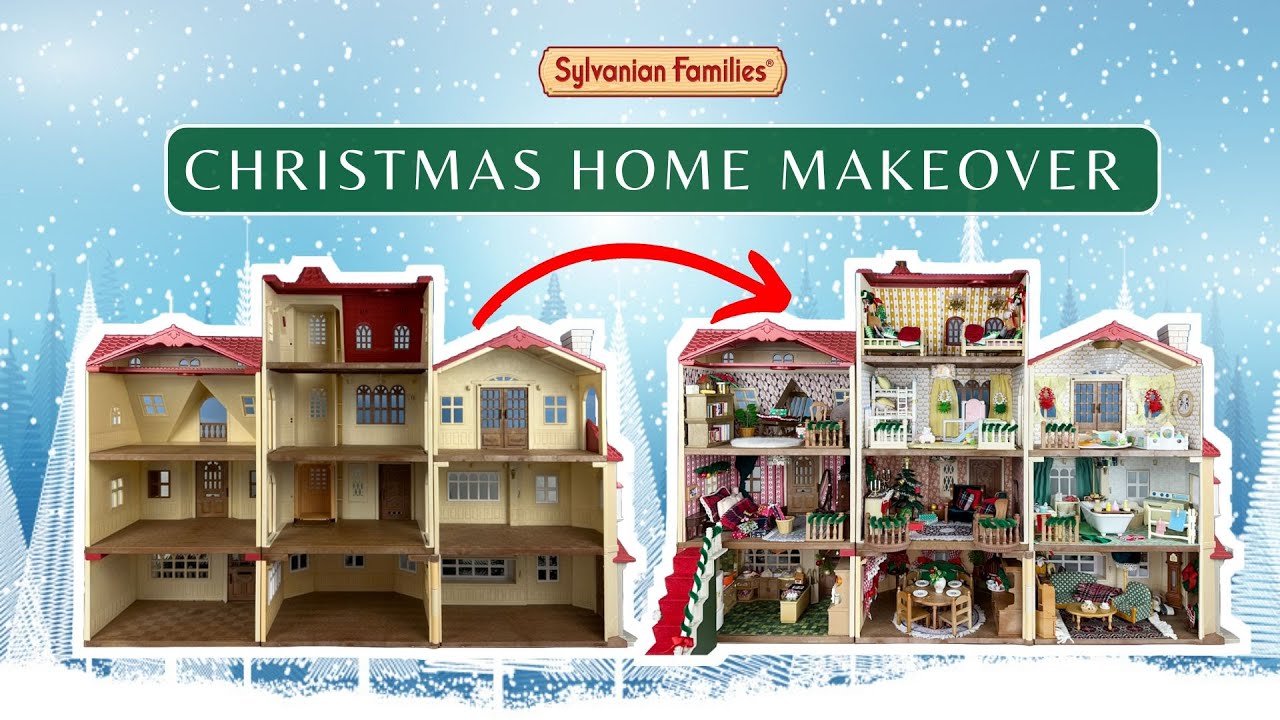 Christmas Home Makeover | Sylvanian Families | Red Roof House Series Complete Bundle | Set Up & Tour