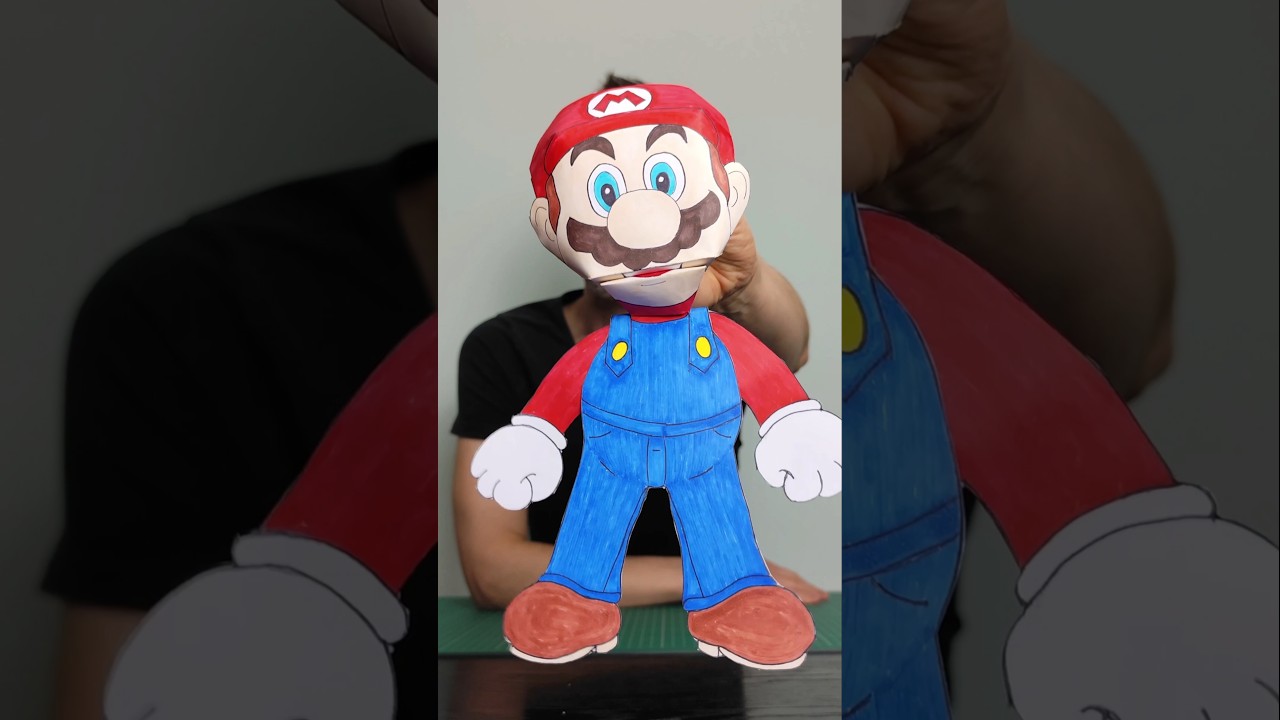 Mario puppet made from a single sheet of paper #mariogalaxy #supermario #puppet #papercraft