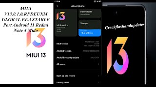 MIUI V13.0.1.0.RFDEUXM GLOBAL EEA STABLE Port Android 11 Redmi Note 4 Mido