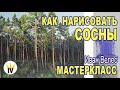 Как нарисовать сосну, сосновый лес, мастеркласс по живописи.