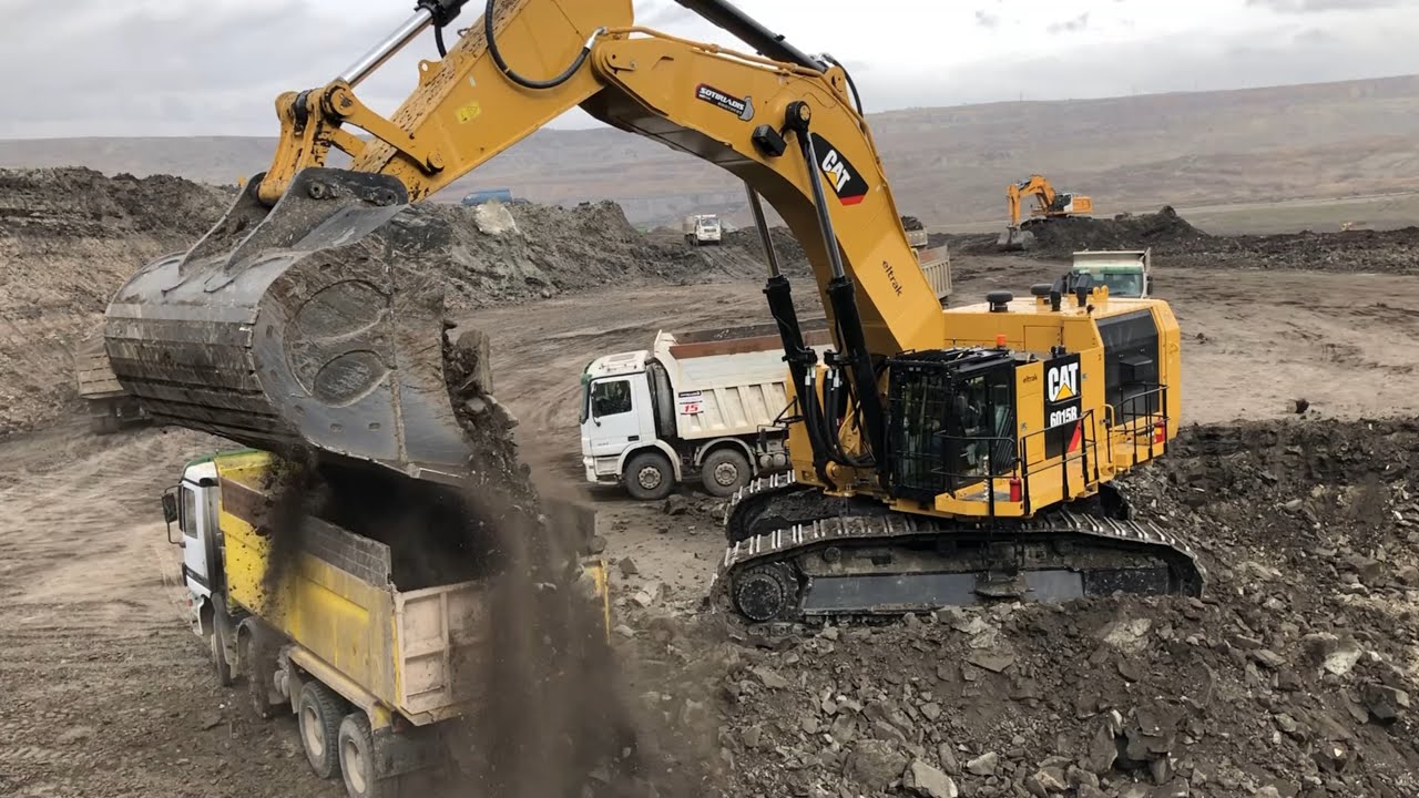 Caterpillar 6015B Excavator Loading Trucks Non Stop For 3 Hours   Mega Machines Movie