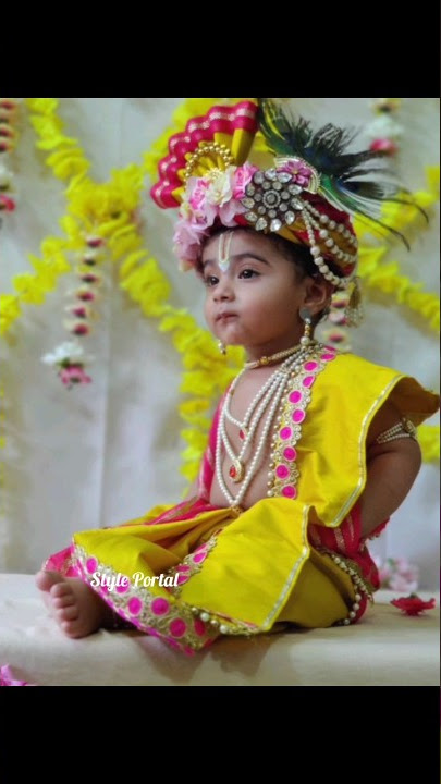 Krishna Jayanti Baby Getup Ideas #baby #janmashtami #krishna #getup #boy #girl #makeover #kid #dress