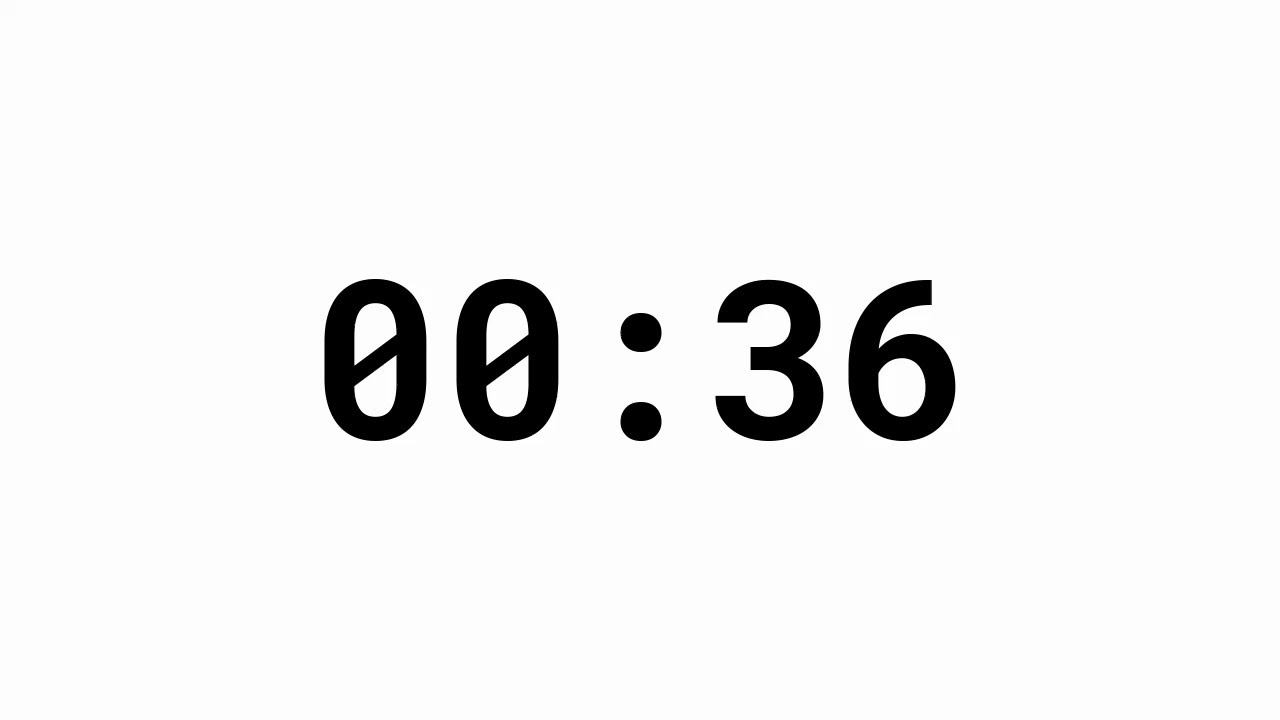 36 Second Countdown Timer - White Background - YouTube