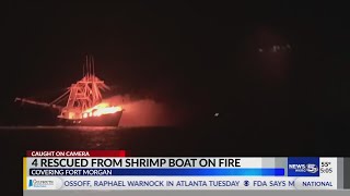 Fire damages fishing boat, four rescued from Gulf waters