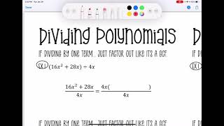 Dividing Polynomials (and the reverse box method)