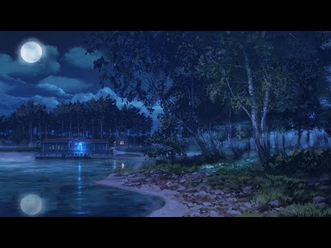 【ASMR/環境音/睡眠用BGM】真夜中のまろやかな湖畔でリラックス/水の音 ヒーリング、秋の虫の鳴き声、カエルの鳴き声/自然音/3時間