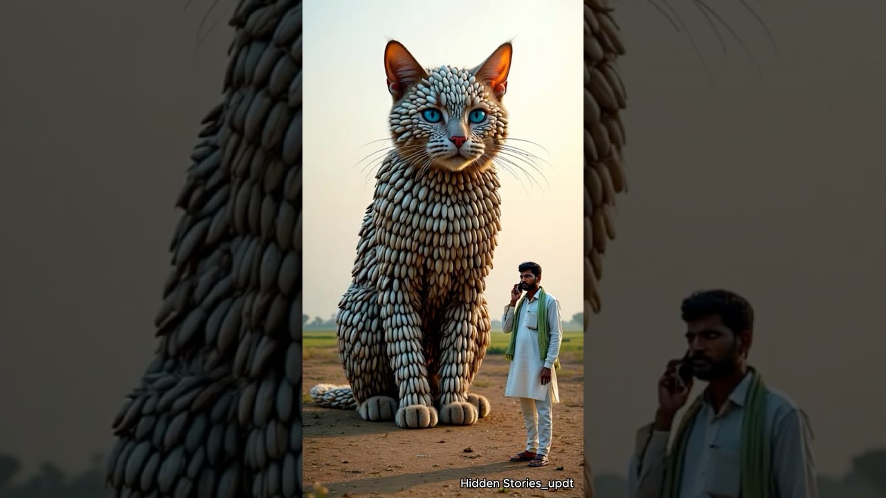 Orange Cat covered in millionsof white beetles saved by farmer 