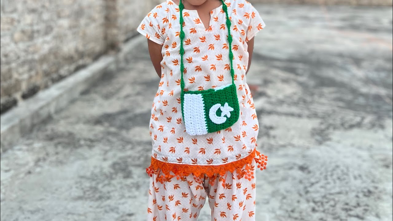 Crochet 14 August baby girl purse | how to crotch baby bag | Independence Day bag