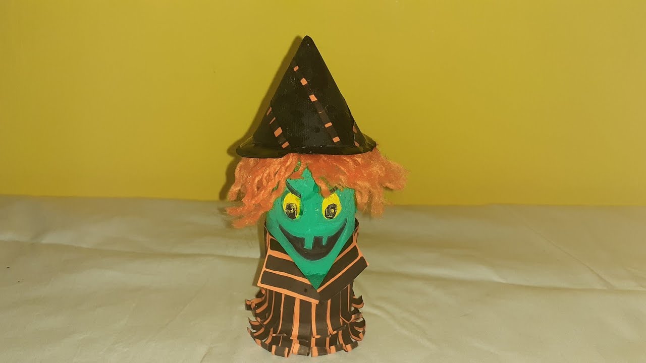 Pignatta Di Halloween A Forma Di Strega Con Maschera, Bastone E Coriandoli – Decorazione In Carta 34x33 Cm, Perfetta Per Giochi E Feste