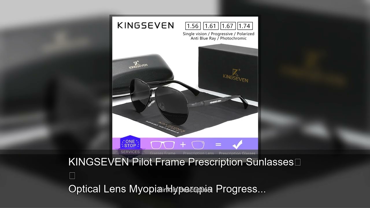 KINGSEVEN Pilot Frame Prescription Sunlasses Optical Lens Myopia Hyperopia Progressive Glasses