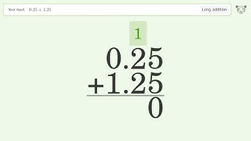 Long Addition Problem 0.25+1.25: Step-by-Step Video Solution | Tiger Algebra