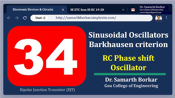 HIGHLIGHTS - 34 | Transistorized RC Phase Shift Oscillator | EDC | RC 2019-20 | Dr. Samarth Borkar