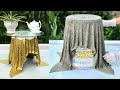 Great creative skills from towels and cement -  how to make a beautiful coffee table and flower pot