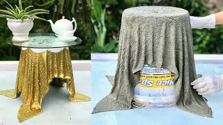 Great creative skills from towels and cement -  how to make a beautiful coffee table and flower pot