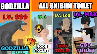 Godzilla vs ALL Skibidi Toilet Level Challenge Rampage | Kaiju Animation