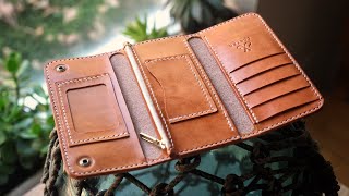 Making a Trifold Long Wallet // Leather Crafting ASMR