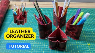 DIY Leather Pen Stand Pattern, leather organizer pattern