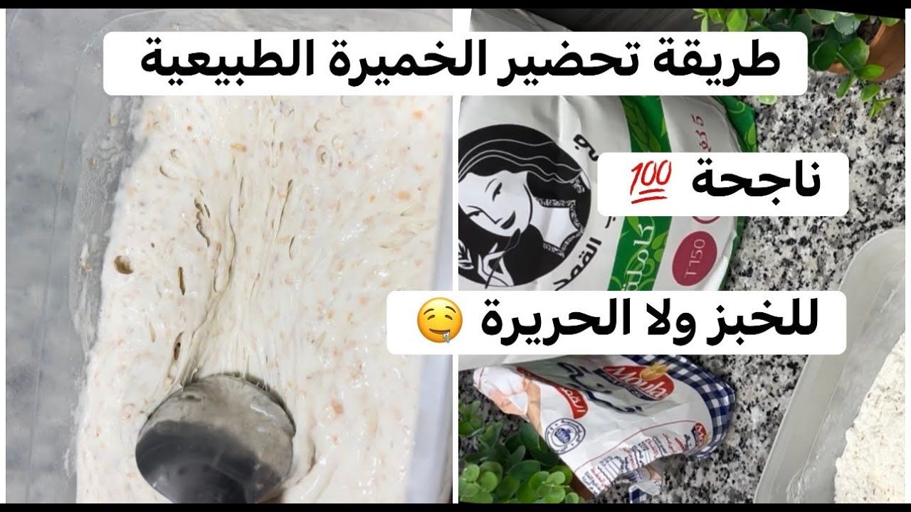 طريقة تحضير الخميرة الطبيعية بالتفصيل لتحضير خبز الساوردو أو للحريرة 🤤 ناجحة و مضمونة