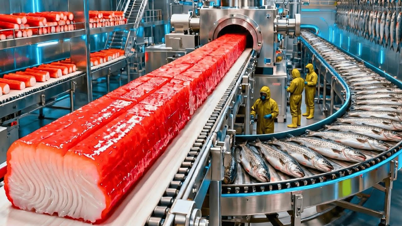 Inside the Surimi Crab Stick Factory 🦀❌ How Millions Are Made Without Real Crab