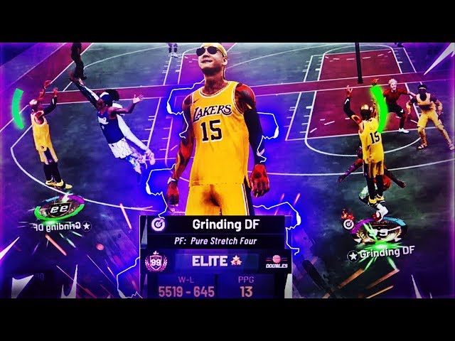 USING MY 99 OVERALL STRETCH BIG FOR THE FIRST TIME! 99 OVERALL GRINDING DF! BEST BUILD NBA 2K19