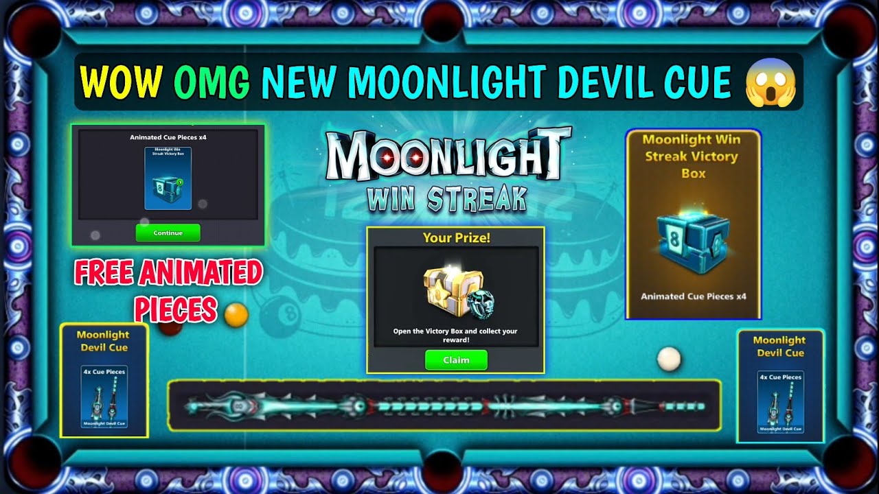 OMG 😱 BRAND NEW MOONLIGHT DEVIL CUE | MOONLIGHT WINSTREAK | FREE ANIMATED CUE PIECES |