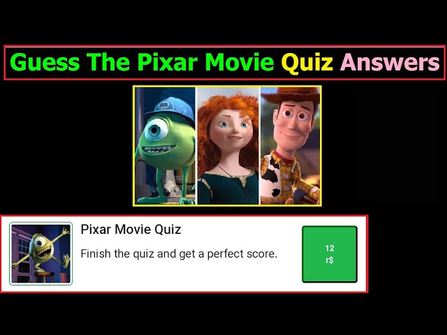 Guess the Pixar Movie Quiz Answers, +12 ROBUX