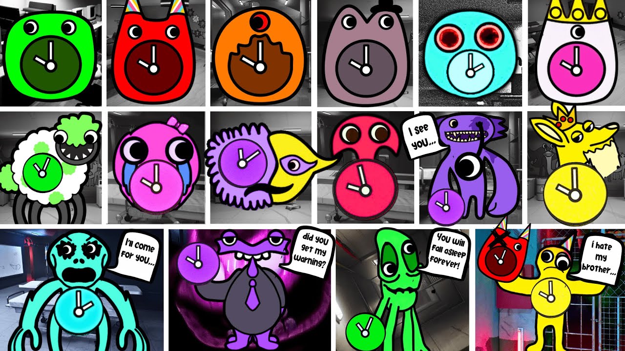 Garten of Banban: 1,2,3,4,5,6,7,8,9,10,11...17 - Main Menu Comparison + Clock Screen + Ending Screen