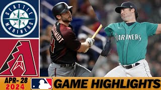 Diamondbacks vs Seattle Mariners [Game Highlights] 4\/28\/2024 | MLB Highlights - MLB Season 2024