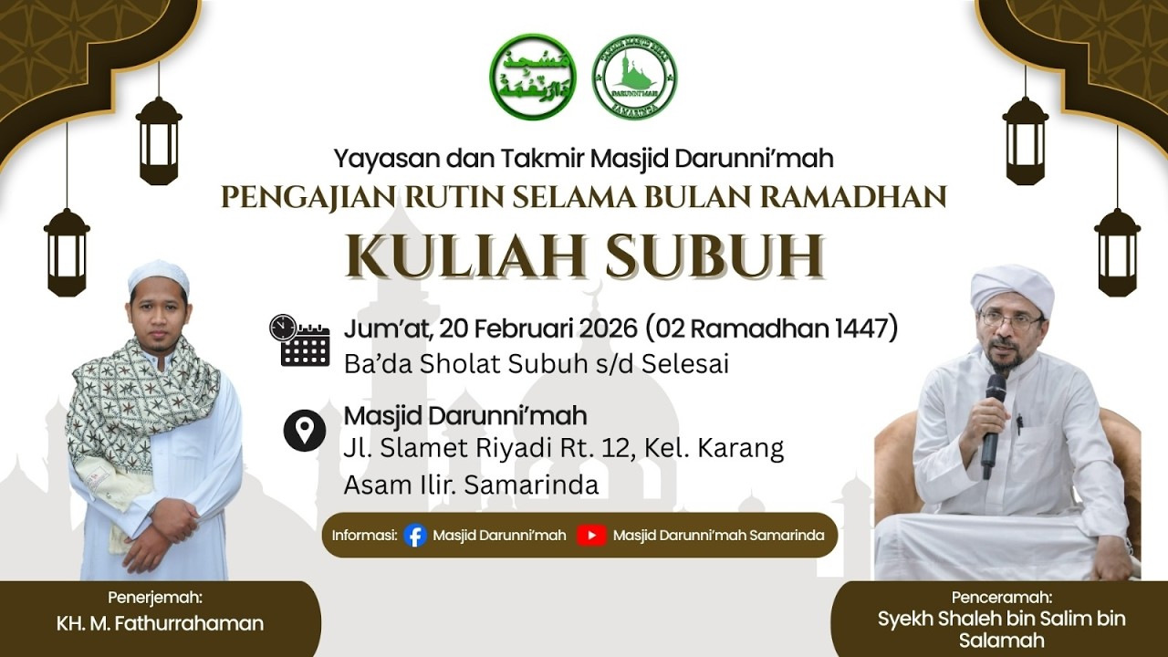 🔴Live Kuliah Subuh Jum'at Bersama Syekh Shaleh bin Salim bin Salamah & KH. M. Fathurrahman