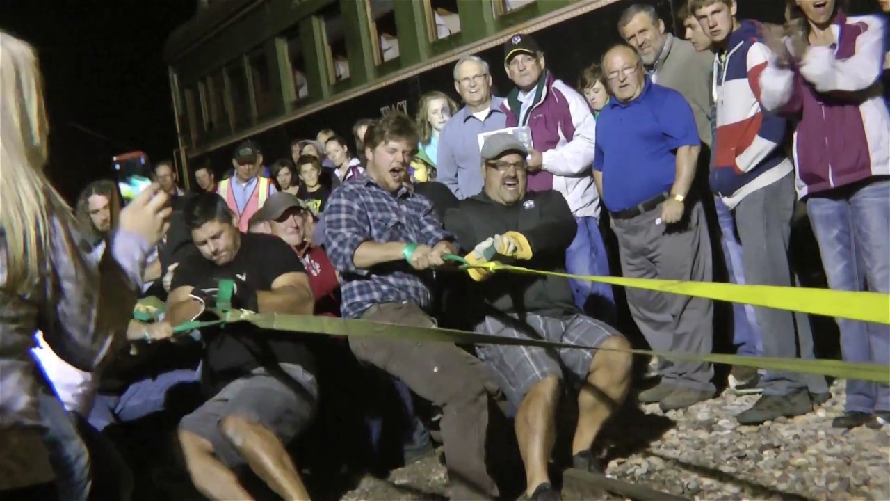 Locomotive pull on Alberta Prairie Steam Tours locomotive #41 at Big Valley, Alberta