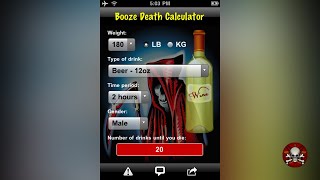 ARCHIVE: "Booze Death Calculator" app for iPhone, iPad (2010) screenshot 2
