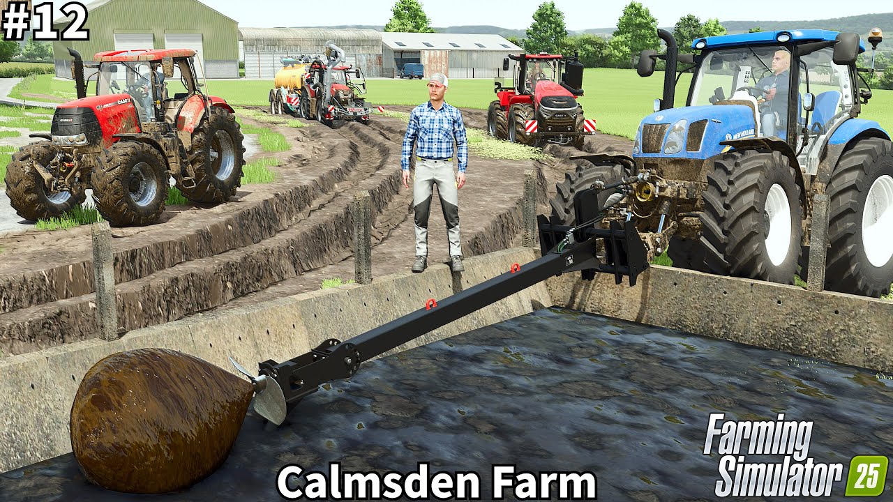 Slurry Mixing & Spreading, Cultivating a Deep Muddy Field│Calmsden│FS 25│Timelapse#12